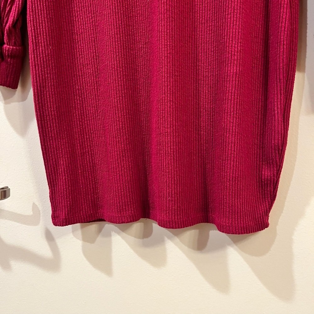 Express Mock Neck Ribbed Long Sleeve Mini Dress - Size Small - Picture 5 of 10